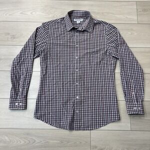 Mizzen Main Shirt Mens Checker Trim Fit Stretch Performance USA Button Up Size M